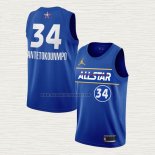 Camiseta Giannis Antetokounmpo NO 34 Milwaukee Bucks All Star 2021 Azul