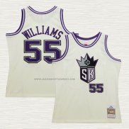 Camiseta Jason Williams NO 55 Sacramento Kings Mitchell & Ness Chainstitch Crema