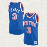 Camiseta John Starks NO 3 New York Knicks Mitchell & Ness 1991-92 Azul