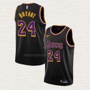 Camiseta Kobe Bryant NO 24 Los Angeles Lakers Earned 2020-21 Negro