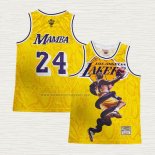 Camiseta Kobe Bryant NO 24 Los Angeles Lakers Mamba Amarillo