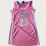 Camiseta Lebron James NO 23 Mujer Los Angeles Lakers Rosa