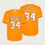 Camiseta NO 34 Los Angeles Lakers Manga Corta Amarillo Shaquille O'Neal