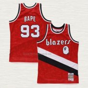 Camiseta NO 93 Portland Trail Blazers Mitchell & Ness Bape 1983-84 Rojo