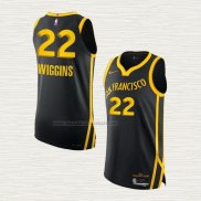 Camiseta Andrew Wiggins NO 22 Golden State Warriors Ciudad Autentico 2023-24 Negro