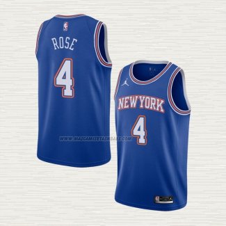 Camiseta Derrick Rose NO 4 New York Knicks Statement 2020-21 Azul