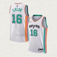 Camiseta Devontae Cacok NO 16 San Antonio Spurs Ciudad 2021-22 Blanco