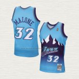 Camiseta Karl Malone NO 32 Utah Jazz Mitchell & Ness 1996-97 Azul