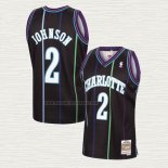 Camiseta Larry Johnson NO 2 Charlotte Hornets Mitchell & Ness 1992-93 Negro
