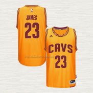 Camiseta LeBron James NO 23 Cleveland Cavaliers Retro Amarillo