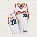 Camiseta LeBron James NO 23 Cleveland Cavaliers Retro Blanco