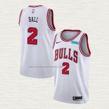 Camiseta Lonzo Ball NO 2 Chicago Bulls Association 2021 Blanco