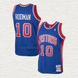 Camiseta Dennis Rodman NO 10 Detroit Pistons Mitchell & Ness 1988-89 Azul