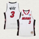 Camiseta Dwyane Wade NO 3 Miami Heat Mitchell & Ness 2003-19 Blanco
