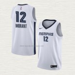 Camiseta Ja Morant NO 12 Memphis Grizzlies Association 2019-20 Blanco