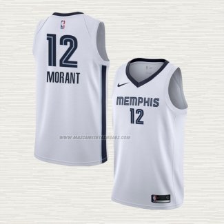 Camiseta Ja Morant NO 12 Memphis Grizzlies Association 2019-20 Blanco