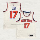 Camiseta Jeremy Lin NO 17 New York Knicks Association Blanco