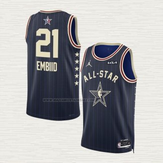 Camiseta Joel Embiid NO 21 Philadelphia 76ers All Star 2024 Azul