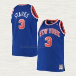 Camiseta John Starks NO 3 New York Knicks Mitchell & Ness Hardwood Classics Azul