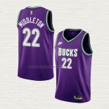 Camiseta Khris Middleton NO 22 Milwaukee Bucks Classic 2022-23 Violeta