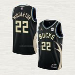 Camiseta Khris Middleton NO 22 Milwaukee Bucks Statement 2022-23 Negro