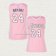 Camiseta Kobe Bryant NO 24 Mujer Los Angeles Lakers Rosa