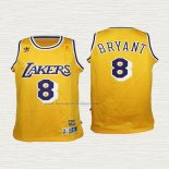 Camiseta Kobe Bryant NO 8 Nino Los Angeles Lakers Retro Amarillo
