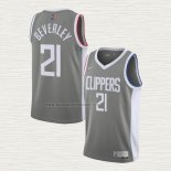 Camiseta Patrick Beverley NO 21 Los Angeles Clippers Earned 2020-21 Gris