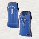 Camiseta Russell Westbrook NO 0 Mujer Oklahoma City Thunder Icon 2017-18 Azul