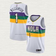 Camiseta Zion Williamson NO 1 New Orleans Pelicans Ciudad 2019-20 Blanco