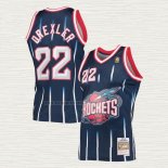 Camiseta Clyde Drexler NO 22 Houston Rockets Mitchell & Ness 1996-97 Azul