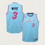 Camiseta Dwyane Wade NO 3 Nino Miami Heat Ciudad Azul