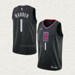Camiseta James Harden NO 1 Los Angeles Clippers Statement 2021-22 Negro
