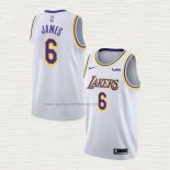 Camiseta LeBron James NO 6 Los Angeles Lakers Association 2021-22 Blanco