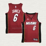 Camiseta LeBron James NO 6 Miami Heat Statement 2020-21 Rojo