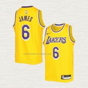 Camiseta LeBron James NO 6 Nino Los Angeles Lakers Icon 2022-23 Amarillo