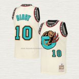 Camiseta Mike Bibby NO 10 Memphis Grizzlies Mitchell & Ness Chainstitch Crema