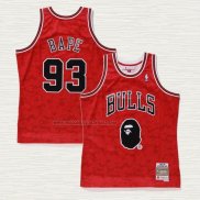 Camiseta NO 93 Chicago Bulls Hardwood Classics Bape Rojo