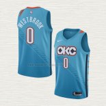 Camiseta Russell Westbrook NO 0 Oklahoma City Thunder Ciudad 2018-19 Azul