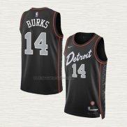Camiseta Alec Burks NO 14 Detroit Pistons Ciudad 2023-24 Negro