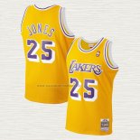 Camiseta Ed Jones NO 25 Los Angeles Lakers Mitchell & Ness 1994-95 Amarillo