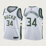 Camiseta Giannis Antetokounmpo NO 34 Nino Milwaukee Bucks Association Blanco