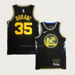 Camiseta Kevin Durant NO 35 Golden State Warriors Ciudad 2021-22 Negro