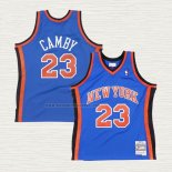 Camiseta Marcus Camby NO 23 New York Knicks Hardwood Classics Throwback Azul
