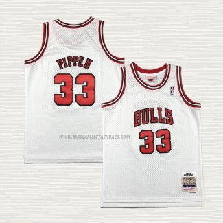 Camiseta Scottie Pippen NO 33 Nino Chicago Bulls Mitchell & Ness 1997-98 Blanco