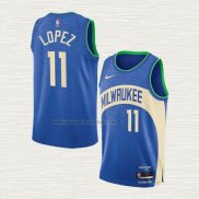 Camiseta Brook Lopez NO 11 Milwaukee Bucks Ciudad 2023-24 Azul