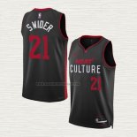 Camiseta Cole Swider NO 21 Miami Heat Ciudad 2023-24 Negro