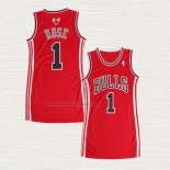 Camiseta Derrick Rose NO 1 Mujer Chicago Bulls Icon Rojo