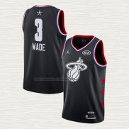 Camiseta Dwyane Wade NO 3 Miami Heat All Star 2019 Negro