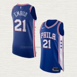 Camiseta Joel Embiid NO 21 Philadelphia 76ers Icon Autentico Azul